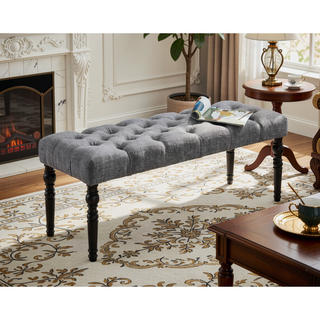 Sunvega Gray Tufted Upholstered Dining Chairs with Light Oak Finish