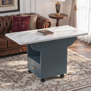 Sunvega Contemporary Expandable Dining Table Set with 4 Chairs and Storage for Small Space Saving