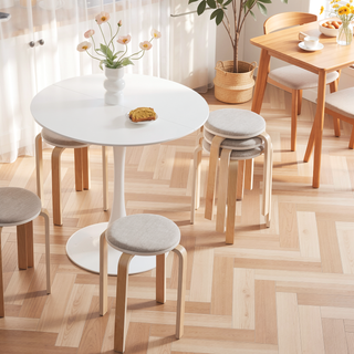 Sunvega Solid Wood Stackable Bentwood Stools with Round Top for Dining Room