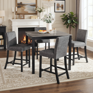 Sunvega Modern 5-Piece Dining Table Set with Upholstered Chairs for Kitchen and Dining Room