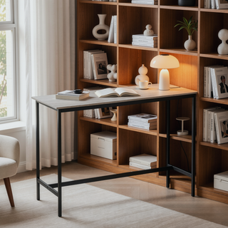 Sunvega PU Upholstered Bar Table Set with 4 Backrest Stools and Iron Frame