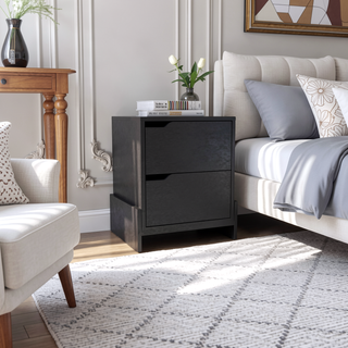 Sunvega Classic White Nightstand with Spacious Drawer and Open Shelf for Bedroom