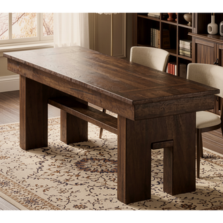 Sunvega Transitional Walnut Finish Wooden Bench Contemporary Dining Furniture