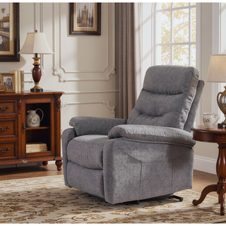 Sunvega Grey Fabric Lift Chair Recliner with Electric Mechanism and Plush Cushioning