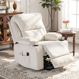 Sunvega Black PU Remote-Controlled Heating and Massage Assistive Recliner for Seniors