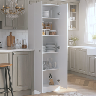 Sunvega Five Shelves Multistorage Pantry Cabinet with Double Door for Kitchen
