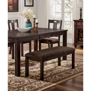 Sunvega Contemporary Walnut Finish Upholstered Seat Solid Wood Dining Room Bench