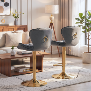 Sunvega Set of 2 Swivel Bar Stools with Chrome Footrest and Adjustable Height