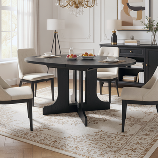 Sunvega Expandable Oval Dining Table with X-Shaped Base and Removable Leaf