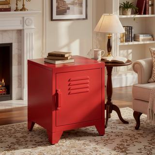 Sunvega Industrial Locker Style End Table with Adjustable Shelf and Anti-Tip Strap