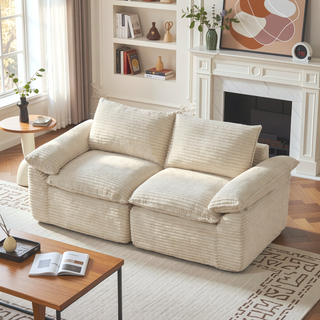 Sunvega Modern Corduroy Cloud Sofa with Comfortable High-Density Sponge for Living Room