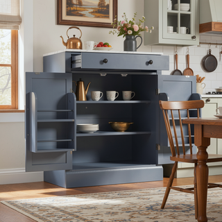 Sunvega Freestanding Kitchen Pantry Cabinet with Drawer and Adjustable Shelves