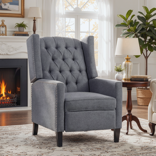 Sunvega Manual Wing Chair Recliner with High Resilience Sponge and Silver Bubble Nails