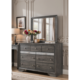 Sunvega Seven Drawer Wood Dresser with Spacious Storage for Bedroom