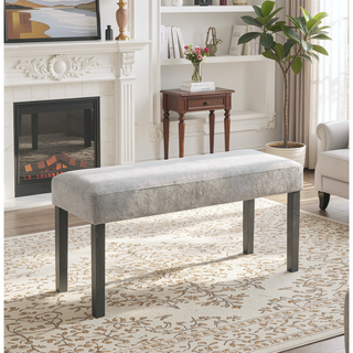 Sunvega Light Gray Fabric Upholstered 40 Inch Bench with Dark Gray Wood Frame