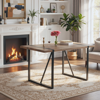 Sunvega 55 Inch MDF Wood Modern Rustic Industrial Rectangular Dining Table
