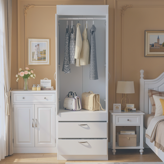 Sunvega Alabama Armoire with Large Cabinet and Two Bottom Drawers