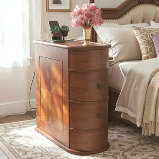 Sunvega American Style End Table with Charging Station and 2 Drawers