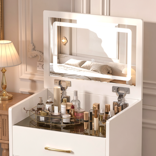 Sunvega 3 in 1 Vanity Desk with Flip Up Mirror and Spacious Storage Dressing Table