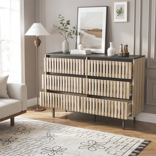 Sunvega Modern Minimalist Six Drawer Storage Cabinet with Two-Tone Design
