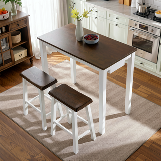 Sunvega Industrial Bar Table and Chairs Set with 2 Stools for Kitchen Dining Room