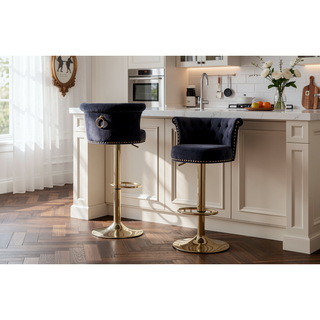 Sunvega Velvet 360 ° Rotating Bar Chair with Soft Pillow and Adjustable Height for Kitchen