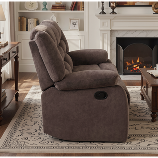 Sunvega Microfiber Fabric Upholstered Sofa with Stainless Steel Base and Lumbar Support