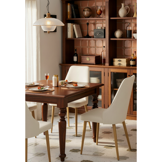 Sunvega PU Leather Dining Chairs with Metal Legs and Cloud Cushion Set of 2