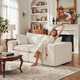 Sunvega Modern Chenille Cloud Sofa with High-Density Sponge Filling for Living Room