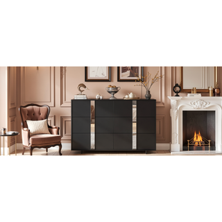 Sunvega Elegant Gray Nightstand with 2 Drawers and Metal Foot for Bedroom