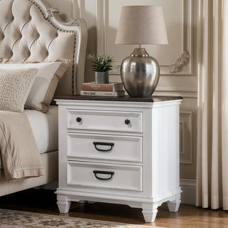 Sunvega Modern Farmhouse Queen Bedroom Set with Dresser Mirror Nightstand Chest
