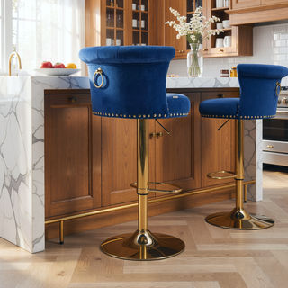 Sunvega Velvet 360 ° Rotating Bar Chair with Soft Pillow and Adjustable Height for Kitchen