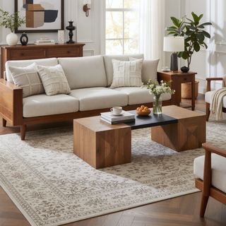 Sunvega Modern Two-Tone Wood Bench with U-Shaped Design for Entryway or Dining