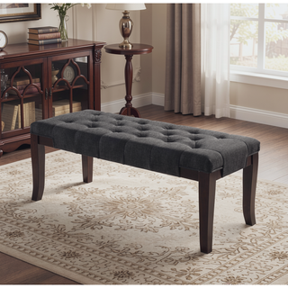 Sunvega Tufted Faux Leather Upholstered Bench with Tapered Hardwood Legs