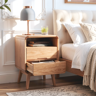 Sunvega Premium European Beechwood Nightstand with Ample Storage and Safe Design