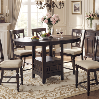 Sunvega Espresso Extension Counter Dining Table with Rich Brown Finish and Modern Aesthetic
