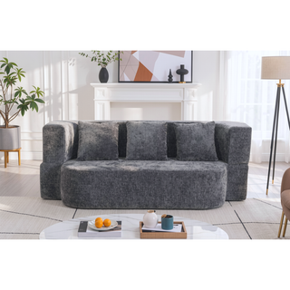 Sunvega Chenille Fabric Convertible Sofa Bed with High-Density Rebound Sponge for Living Room