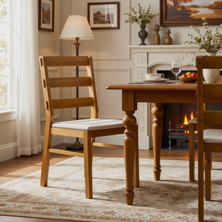 Sunvega Solid Wood Dining Table and Chair Set with Upholstered Cushions for Practical Household Use