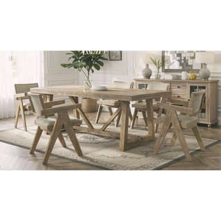Sunvega Black Contemporary Metal Trestle Base Dining Table Rectangle 1pc
