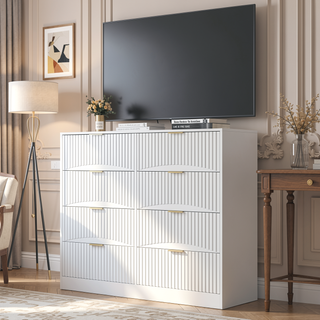 Sunvega Modern Wavy Pattern 6-Drawer Dresser with Ample Storage for Bedroom