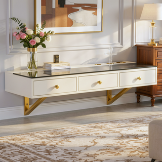Sunvega Multifunctional Floating Vanity Table with Drawers for Bedroom and Bathroom