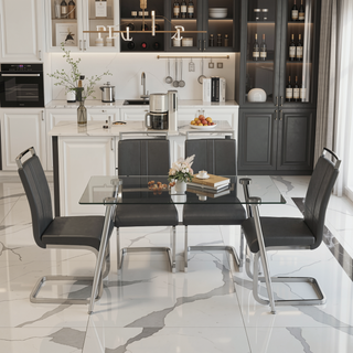 Sunvega Modern Minimalist 51" Rectangular Glass Dining Table for 4-6 with Tempered Tabletop