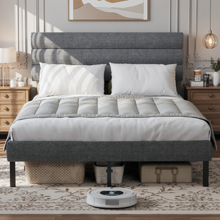 Sunvega Full Size Upholstered Platform Bed Frame With Headboard and 14'' Storage