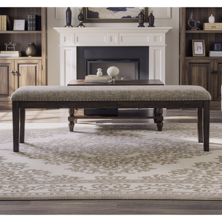 Sunvega Traditional Style Wood Framed Bench with Nailhead Trim and Rustic Brown Finish