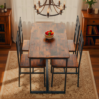 Sunvega 5 Piece Modern Dining Table Set with MDF Top and Iron Frame for 4