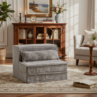 Sunvega Convertible Modular Sectional Mahjong Sofa Bed with Ottoman in Circle Fleece Fabric