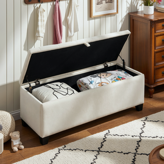 Sunvega Large Storage Upholstered Rectangular Bench with Soft Velvet Fabric for Entryway