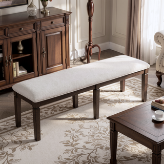 Sunvega Classic Style Dark Espresso Finish Upholstered Wooden Dining Bench