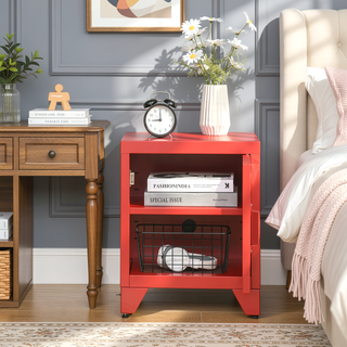 Sunvega Industrial Locker Style End Table with Adjustable Shelf and Anti-Tip Strap