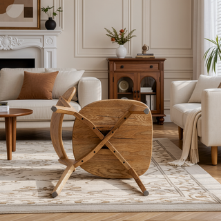 Sunvega Solid Oak Wood Dining Chairs Set of 2 with Curved Backrest and Non-Slip Feet